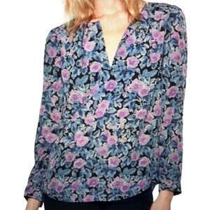 Joie Silk Blouse Floral Print Purple pink Small